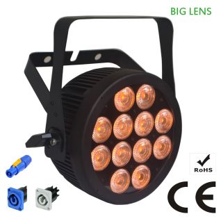 12X12W High Power RGBWA+UV 6-in-1 Slim LED Par Light with Powercon